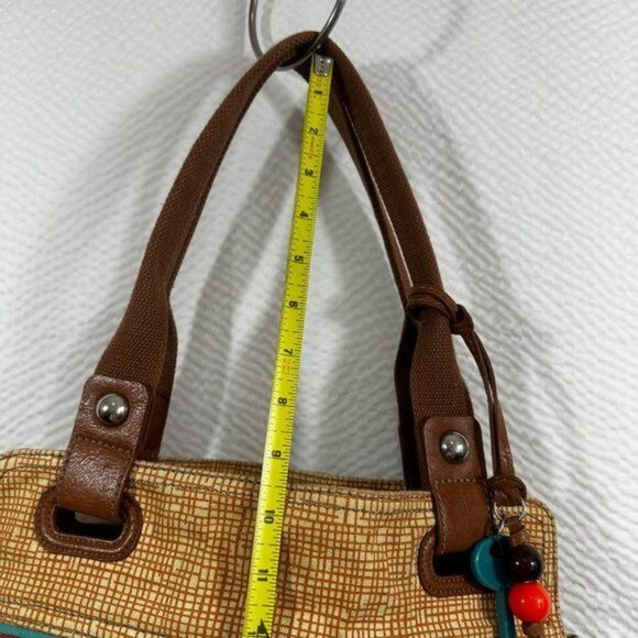 Vintage Fossil Coated Canvas Floral Theme Key Per Tote Bag Shoulder Bag‎ Purse - Picture 10 of 13